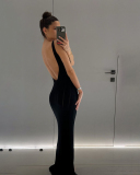 Backless Knitted Women Wholesale Long Dress S-L
