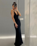 Backless Knitted Women Wholesale Long Dress S-L