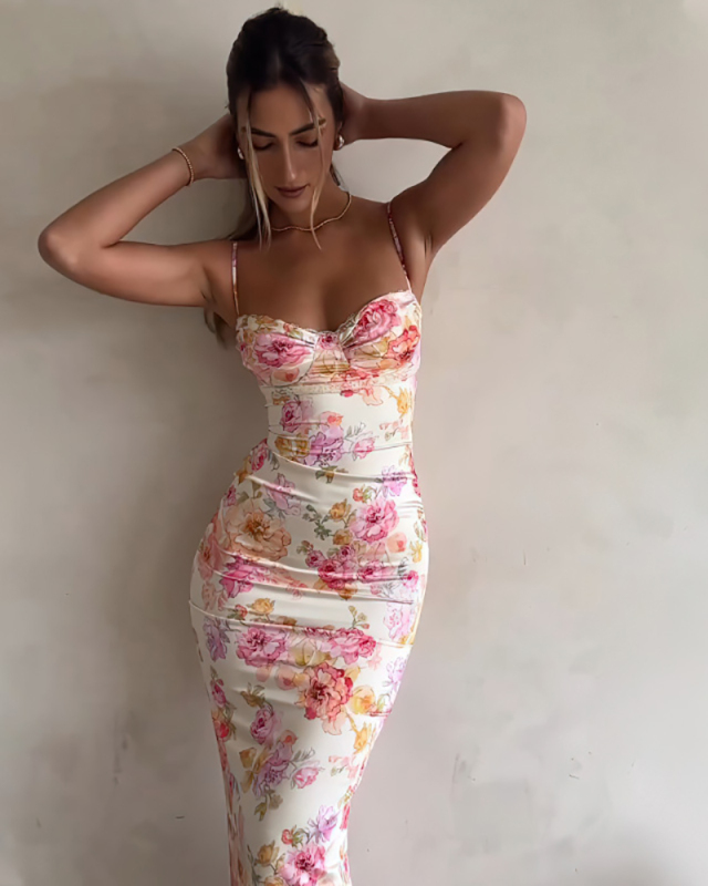 Sleeveless Women Printed Vacation Long Dress S-XXL