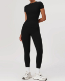 Women Short Sleeve O Neck T-shirt Slim Pants Yoga Two-piece Sets S-XL