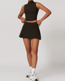 Women Sleeveless Vest Tennis Golf Lined Skirts Two Pieces Sets S-XL