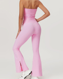 Colorblock Women Sleeveless Vest High Waist Wide Leg Pants Two Pieces Sets S-XL