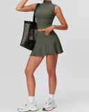 Women Sleeveless Vest Tennis Golf Lined Skirts Two Pieces Sets S-XL