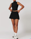 Women Sleeveless Vest Tennis Golf Lined Skirts Two Pieces Sets S-XL