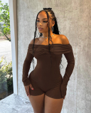 Long Sleeve Off Shoulder Women Jumpsuit S-XL