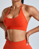Factory Price Women Seamless Halter Neck Running Shorts Sets Yoga Two-piece Set S-XL