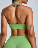 Factory Price Women Seamless Halter Neck Running Shorts Sets Yoga Two-piece Set S-XL