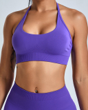 Factory Price Women Seamless Halter Neck Running Shorts Sets Yoga Two-piece Set S-XL