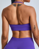 Factory Price Women Seamless Halter Neck Running Shorts Sets Yoga Two-piece Set S-XL