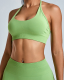 Factory Price Women Seamless Halter Neck Running Shorts Sets Yoga Two-piece Set S-XL