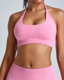 Factory Price Women Seamless Halter Neck Running Shorts Sets Yoga Two-piece Set S-XL