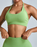 Factory Price Women Seamless Halter Neck Running Shorts Sets Yoga Two-piece Set S-XL