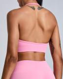 Factory Price Women Seamless Halter Neck Running Shorts Sets Yoga Two-piece Set S-XL