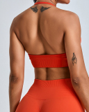 Factory Price Women Seamless Halter Neck Running Shorts Sets Yoga Two-piece Set S-XL