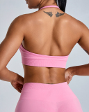 Factory Price Women Seamless Halter Neck Running Shorts Sets Yoga Two-piece Set S-XL