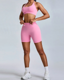 Factory Price Women Seamless Halter Neck Running Shorts Sets Yoga Two-piece Set S-XL