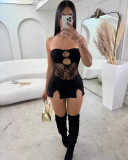 Strapless Lace See Through Women Short Dress S-L