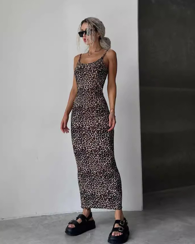 Leopard Printed Summer Sleeveless Dress S-L