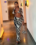Wholesale Printed Long Sleeve Two Piece Skirt Set S-L