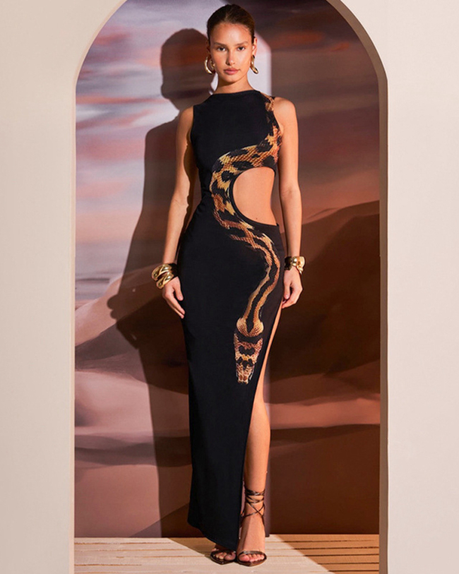 Sleeveless Hollow Out Summer Dress S-L