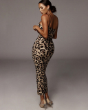 Women Summer Sling V Neck Snake Leopard Printed Maxi Dress S-2XL