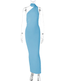 Solid Color Sleeveless Sexy Backless Women One-piece Maxi Dress S-L