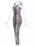 Women Summer Sling V Neck Snake Leopard Printed Maxi Dress S-2XL