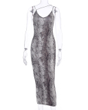 Women Summer Sling V Neck Snake Leopard Printed Maxi Dress S-2XL