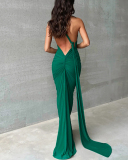Solid Color Sleeveless Sexy Backless Women One-piece Maxi Dress S-L
