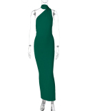 Solid Color Sleeveless Sexy Backless Women One-piece Maxi Dress S-L