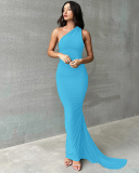 Solid Color Sleeveless Sexy Backless Women One-piece Maxi Dress S-L