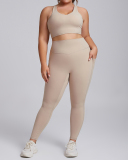 Women Sports Vest High Waist Plus Size Two Piece Sets Plus Size Yoga Sets XS-3XL