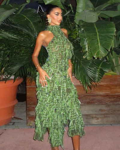 Summer Women's New Sexy High Neck Sleeveless Tassel See Through High Waist Dress S-L