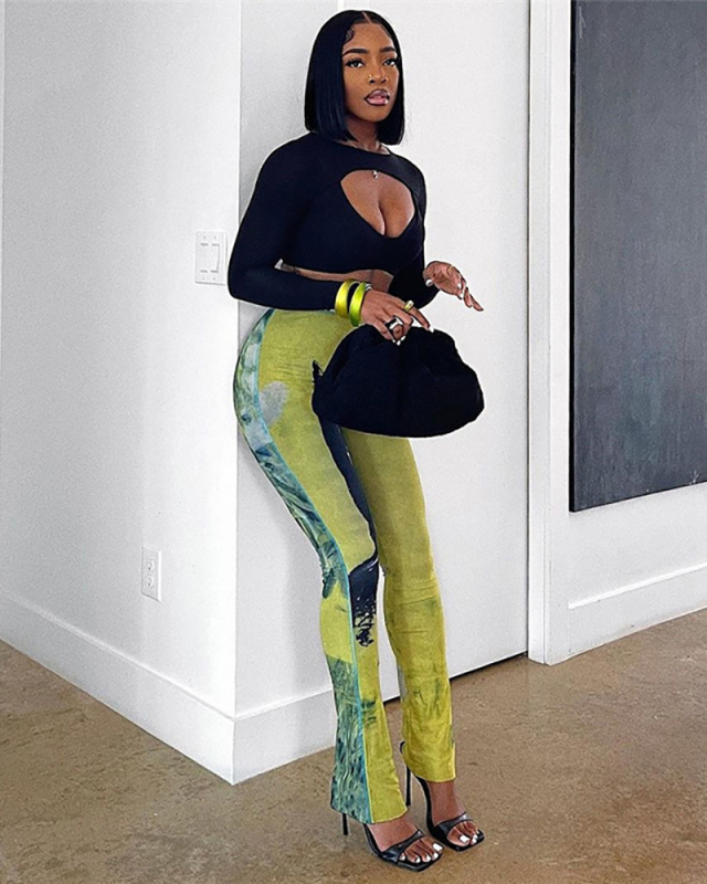 Summer New Women's Sexy Printed Breathable High Waist Slimming Casual Pants