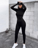 Spring New Women's Long Sleeved Slim Fit High Waisted Hip Lifting Sports Jumpsuit S-L