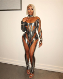 Summer Women's New Spliced Mesh See Through High Jumpsuit S-L