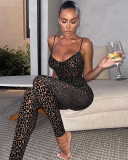 Summer New Women's Sexy Low Cut Suspender Plush Tight Jumpsuit S-L