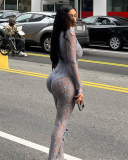 Spring New Sexy Perspective High Waisted Jacquard Tight Fitting Lace Jumpsuit S-L