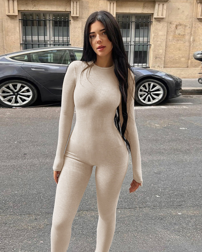 New Sexy Tight Fit High Waist Sports Fitness Jumpsuit For Autumn Winter XS-XL