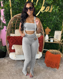 Lady Summer Top With Shoulder Straps And Pants Casual Two-Piece Set S-L