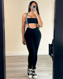 Lady Summer Top With Shoulder Straps And Pants Casual Two-Piece Set S-L