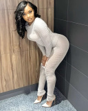 Women Summer New Net Tight Long Sleeve Top Pants Casual Set S-L