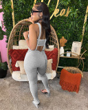 Lady Summer Top With Shoulder Straps And Pants Casual Two-Piece Set S-L