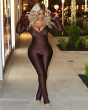 Lady Autumn Winter Solid Color Cross Collar Set Long Sleeved Pants Casual Suit S-L