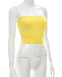 Solid Color Slim Navel-Exposed One-Shoulder Tube Top S-L