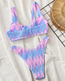Pink Dye Tie Printed Cute Swimwear S-L