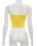 Solid Color Slim Navel-Exposed One-Shoulder Tube Top S-L