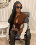 Women New Winter Zipper Cardigan Ribbed Stitching Long-Sleeved Cotton-Filled Jacket S-L