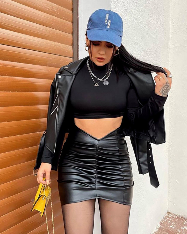 PU Women Wholesale Fashion Ladies Skirt XS-XL