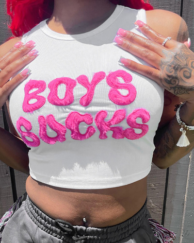 Women Retro Letter Summer New Sleeveless Shirt Female Trendy Hot Girl Small Vest S-L